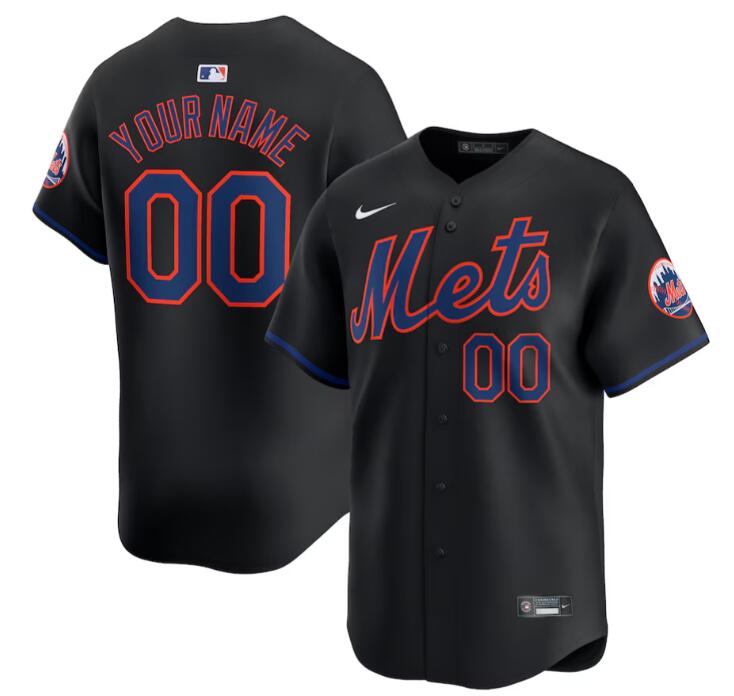 Women's New York Mets Active Player Custom Black 2024 Alternate Limited Stitched Baseball Jersey(Run Small)